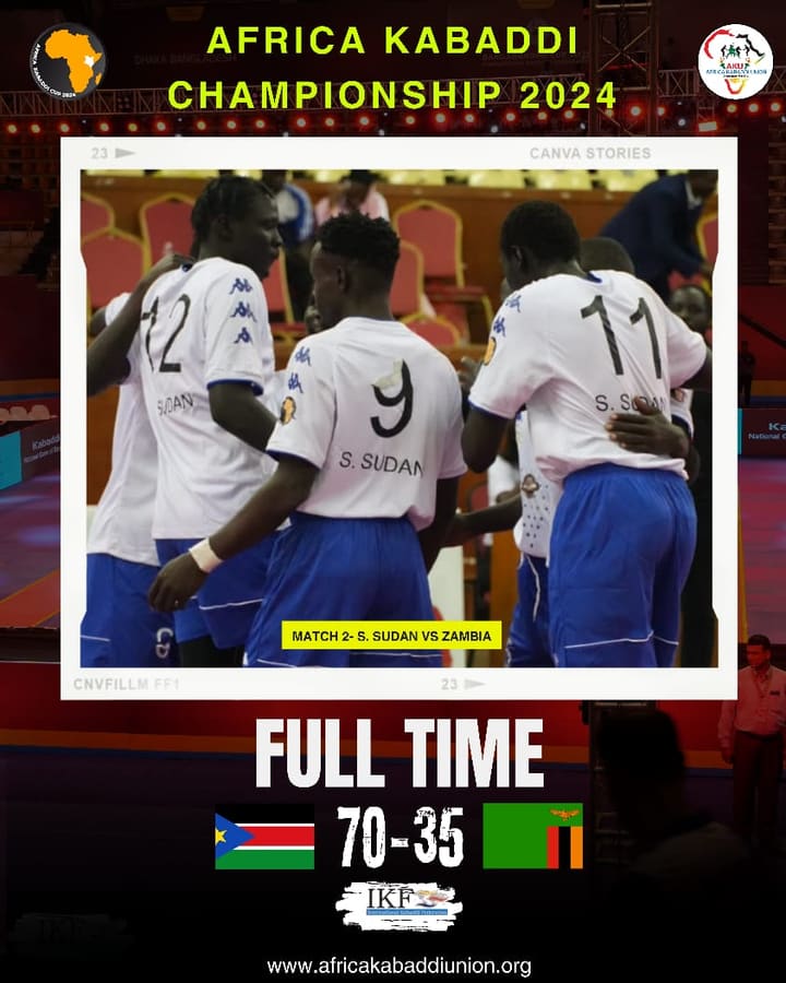 Match-day graphic from day one of the Africa Kabaddi Championship 2024.